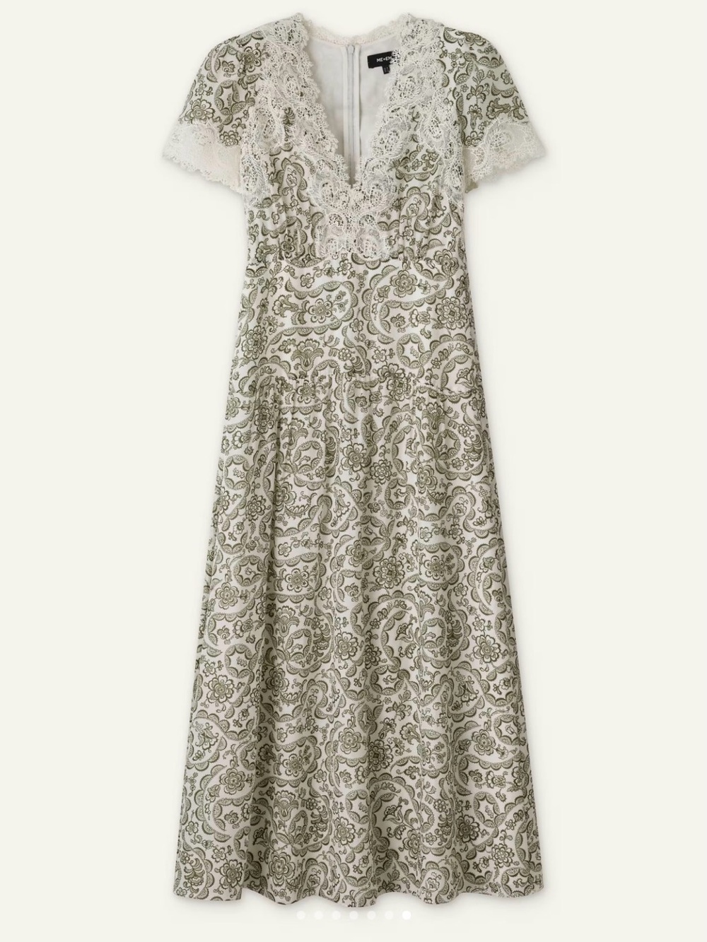 ME+EM Silk Cotton Entangled Lace Print Maxi V Neck Dress - Picture 10 of 12